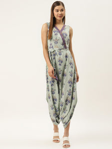 Overlap neck Jumpsuit with low crotch dhoti