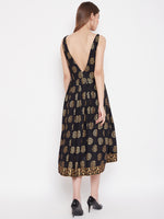 Load image into Gallery viewer, Deep back box pleated Midi Printed Dress
