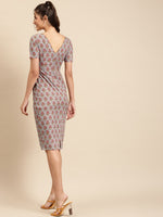Load image into Gallery viewer, Pencil fit printed Midi Dress with back slit
