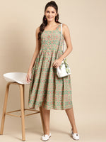 Load image into Gallery viewer, Strappy Box pleate Midi dress with front buttons

