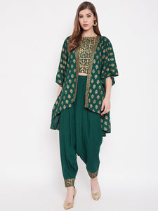 High low gold print Shrug