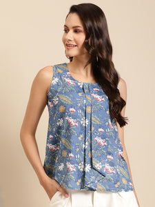 Printed Front Pleated top