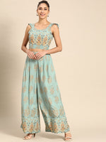 Load image into Gallery viewer, Crop Top with pleated palazzo
