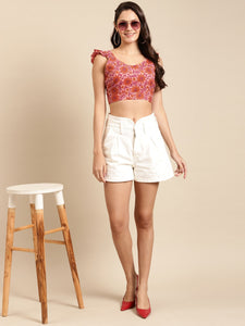 Back tie up Printed Crop Top