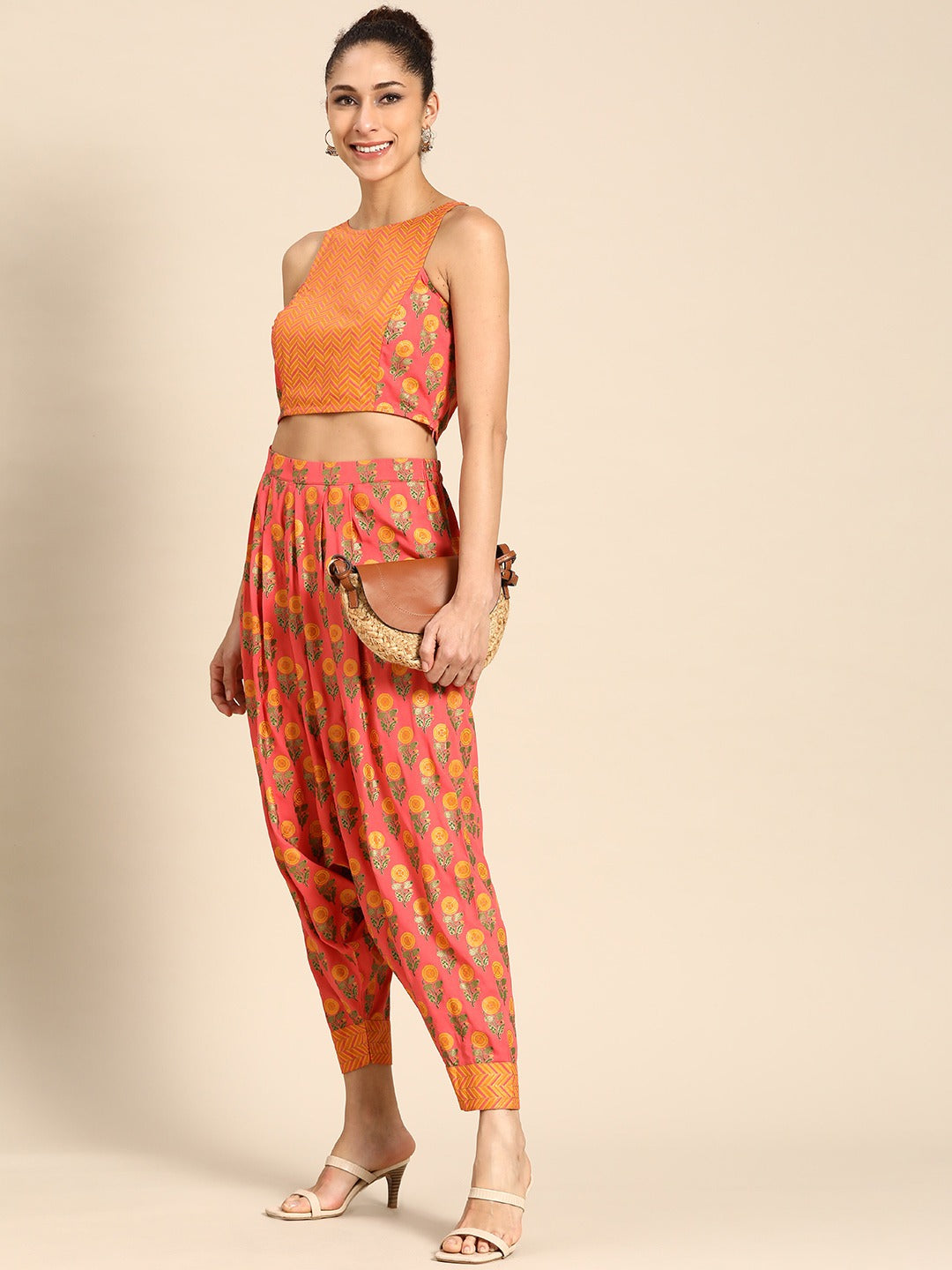 Topaz Draped Dhoti Pants And Embroidered Crop Top Set – Mehak Murpana