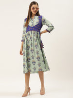 Load image into Gallery viewer, Printed Midi dress with mock waistcoat
