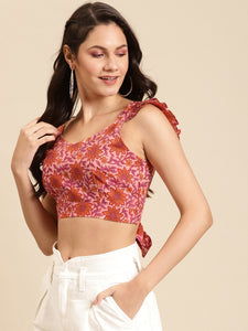 Back tie up Printed Crop Top