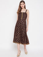 Load image into Gallery viewer, Shoulder strap flared midi dress
