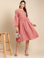 Load image into Gallery viewer, Foral Print Midi Dress with bell sleeve
