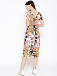 Pencil fit printed Midi Dress with back slit