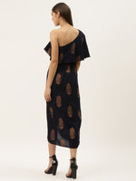 Load image into Gallery viewer, One Shoulder yoke overlap printed dress
