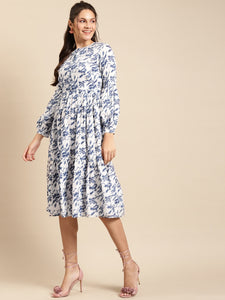 Midi Layered dress with balloon sleeve