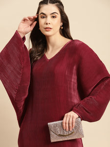 Dolman sleeve fitted midi dress