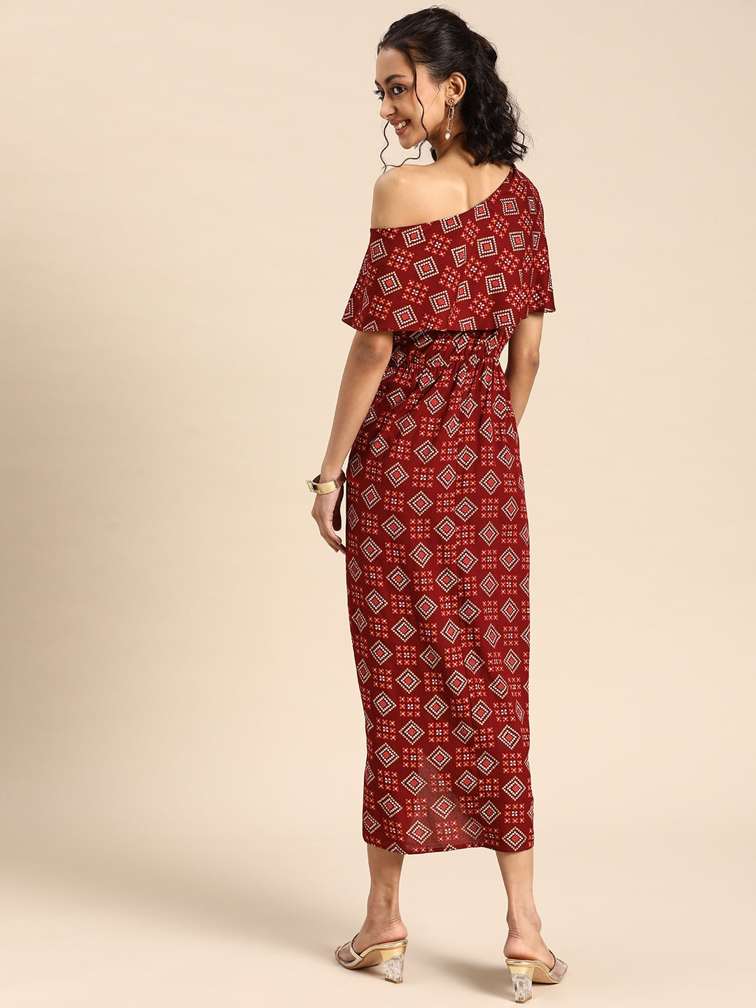 Cold shoulder Asymmetric overlap Dress