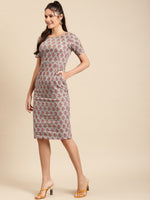 Load image into Gallery viewer, Pencil fit printed Midi Dress with back slit
