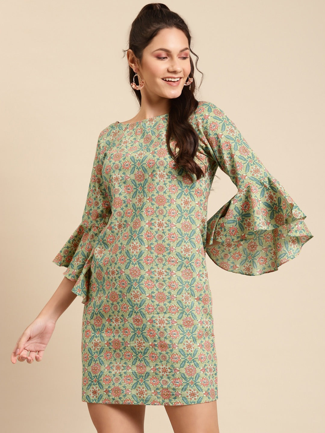 Bell Sleeve printed Dress