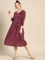Load image into Gallery viewer, front tucks with flare midi dress
