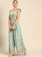 Load image into Gallery viewer, Crop Top with pleated palazzo
