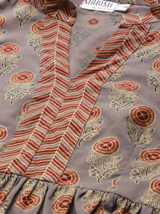 Kurti with sharara in Grey and Maroon