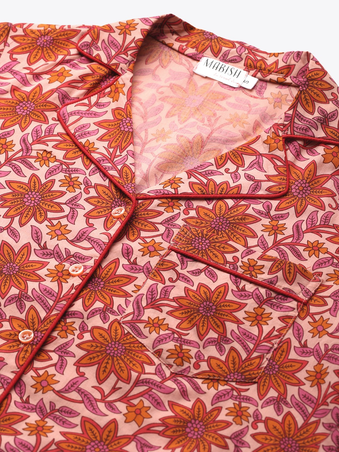 Shirt and Shorts Set in Pink and Red Print