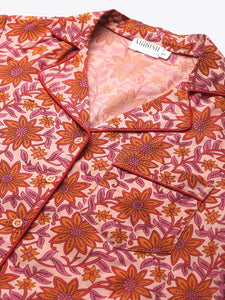 Shirt and Shorts Set in Pink and Red Print