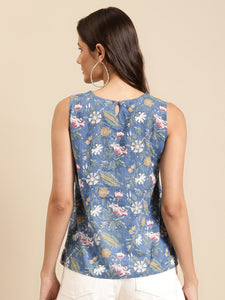 Printed Front Pleated top