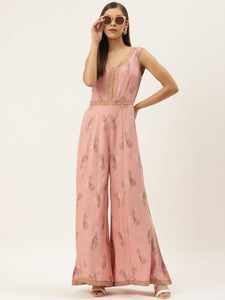 Front borders with kalidar pants printed jumpsuit