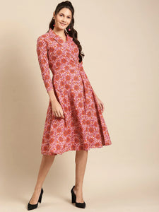 Notch collar with biased flare midi dress